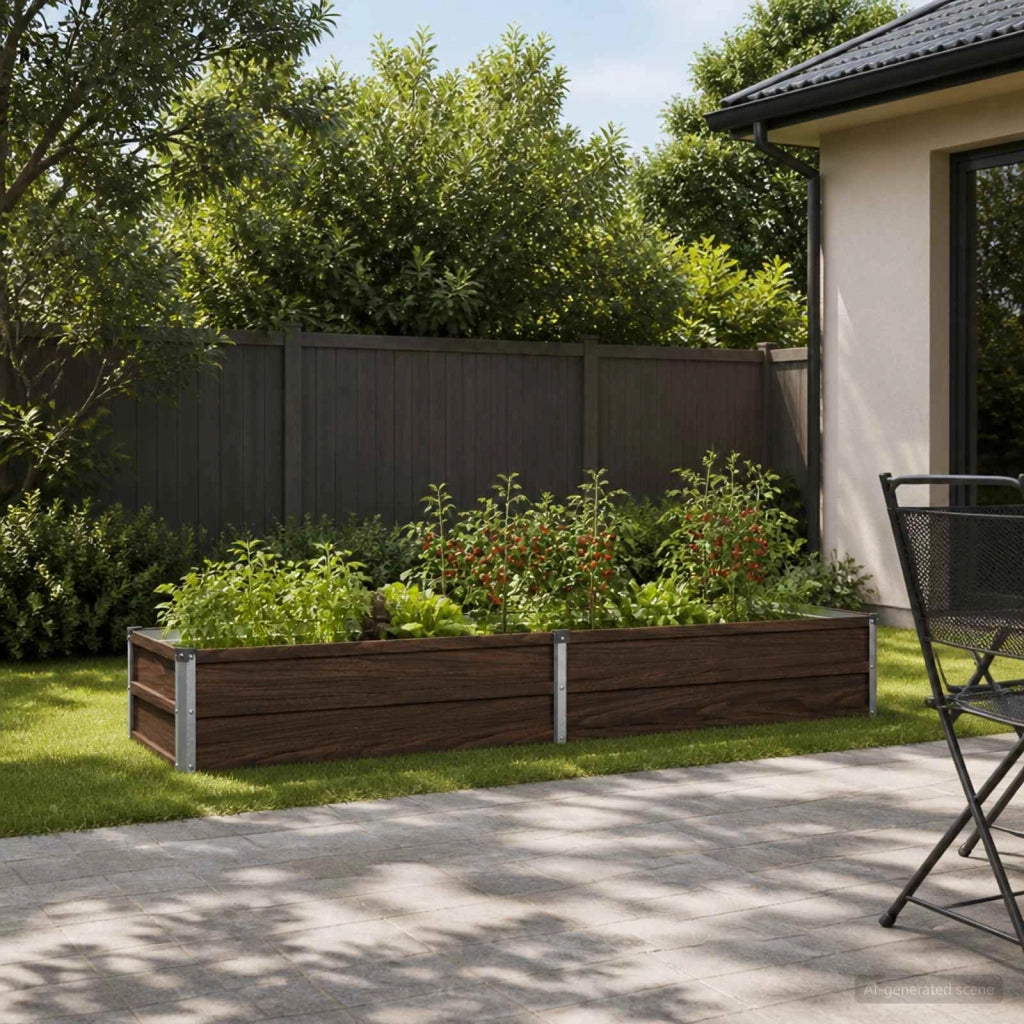 Letto rialzato da giardino Noce nero 160 x 40 x 24 cm Acciaio 8006319
