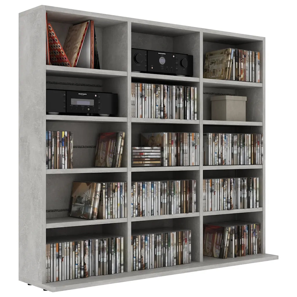 Mobile Porta CD Grigio Cemento 100x23x89,5 cm Legno Multistrato 801791