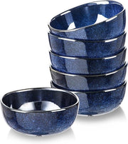 Set di Cereali e Zuppa in Ceramica Plus da 6 pezzi - Porcella - 26oz - Adatto per Lavastoviglie e Microonde - Blu