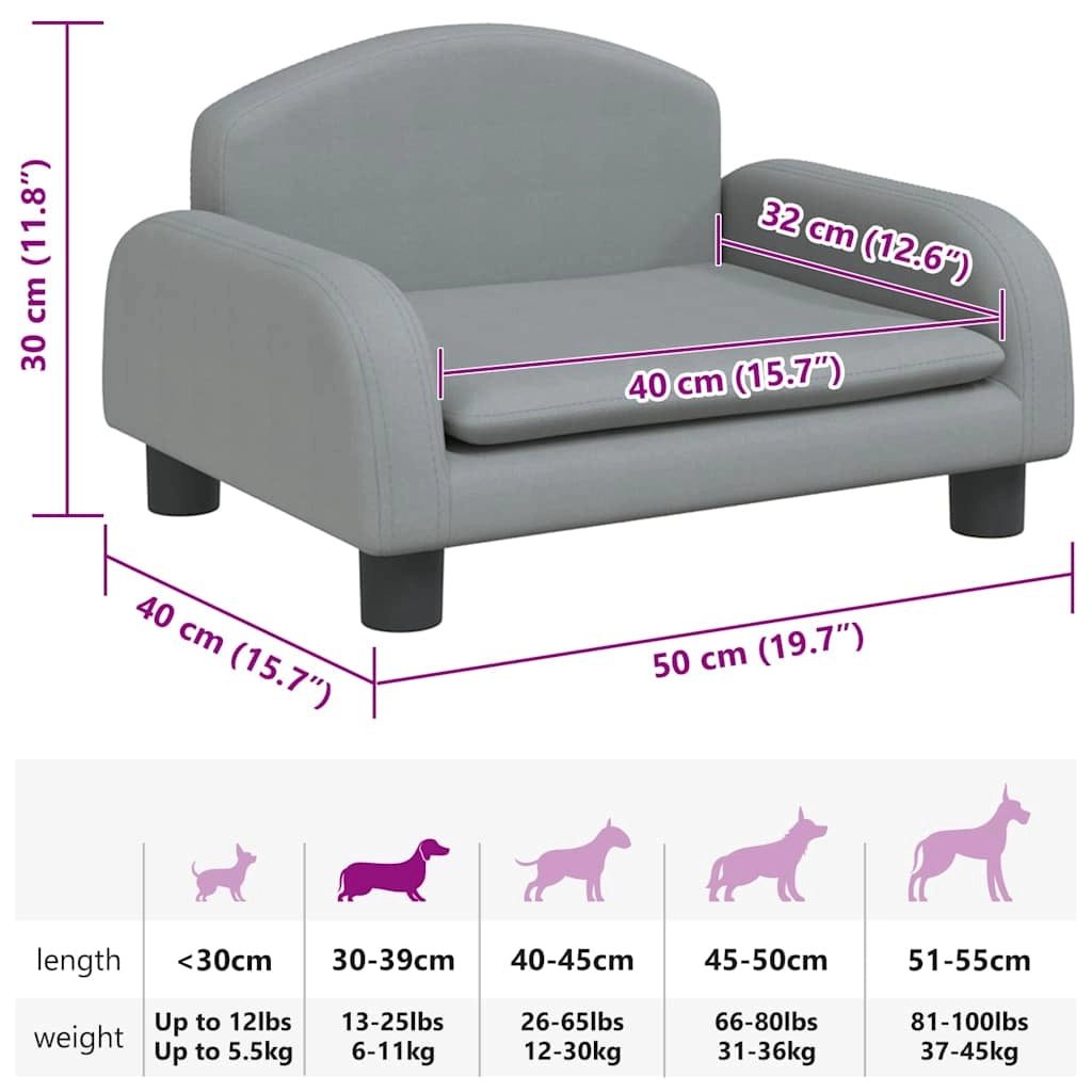 Cuccia per cani comoda cesta da divano colore chiaro 50 x 40 x 30 cm tessuto grigio 02_0043094