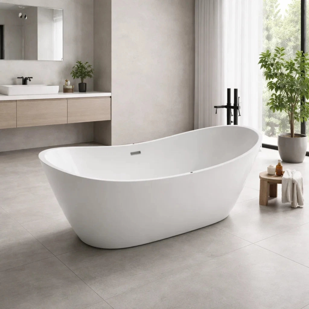 Vasca freestanding idromassaggio acrilico con sistema idro air jet e luce led integrata comfort e benessere di lusso ...