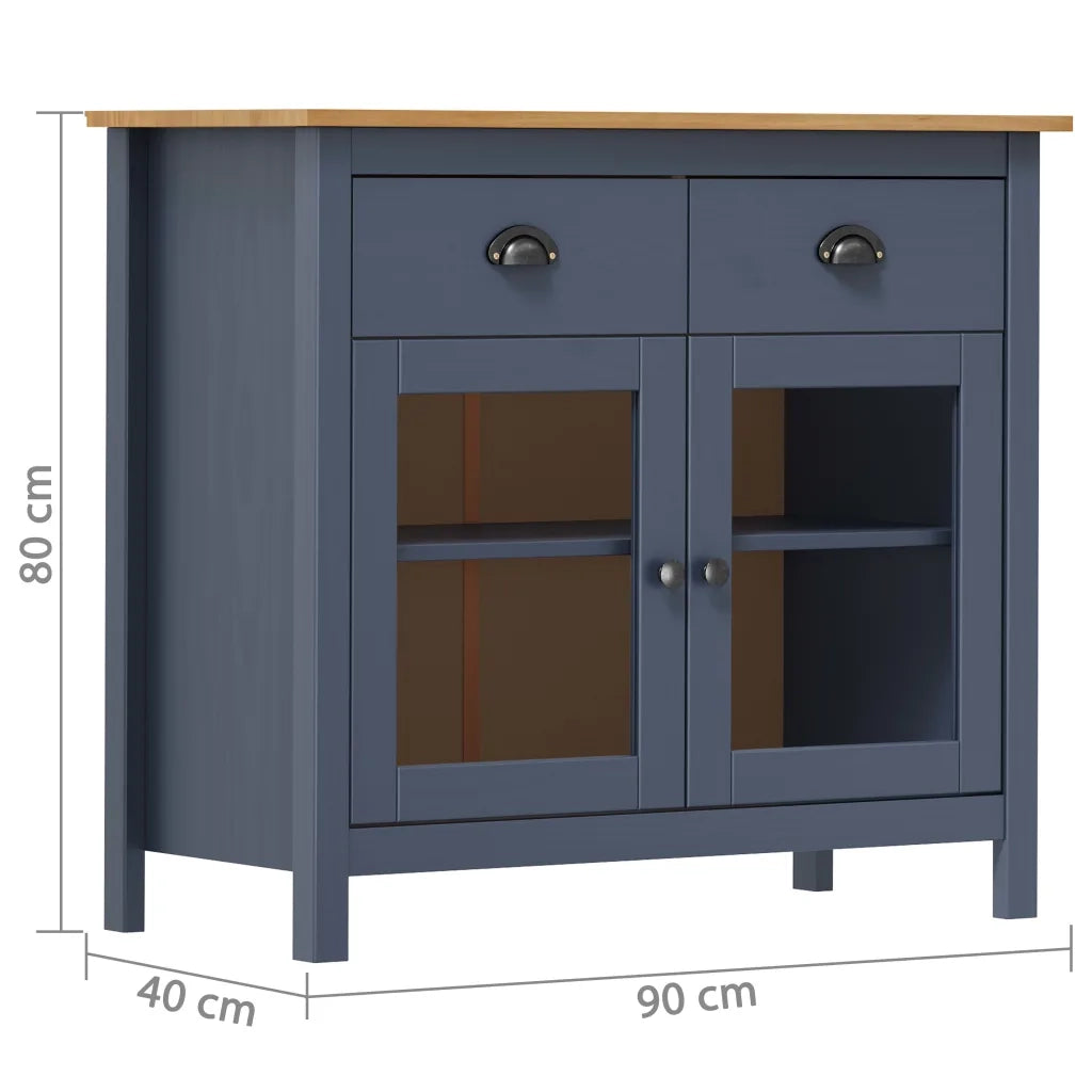 Credenza Hill Grigia 91x40x80 cm in Legno Massello di Pino cod mxl 67147