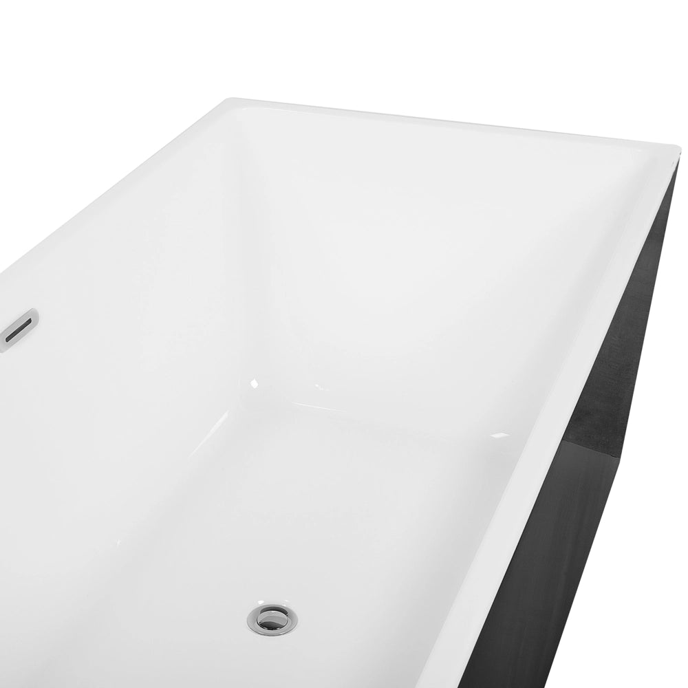 Vasca da bagno in acrilico Nero rettangolare con troppopieno sistema autoportante moderno