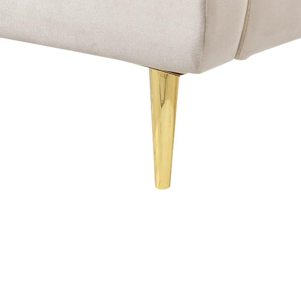 Letto matrimoniale velluto beige 140 x 200 cm design moderno contemporaneo