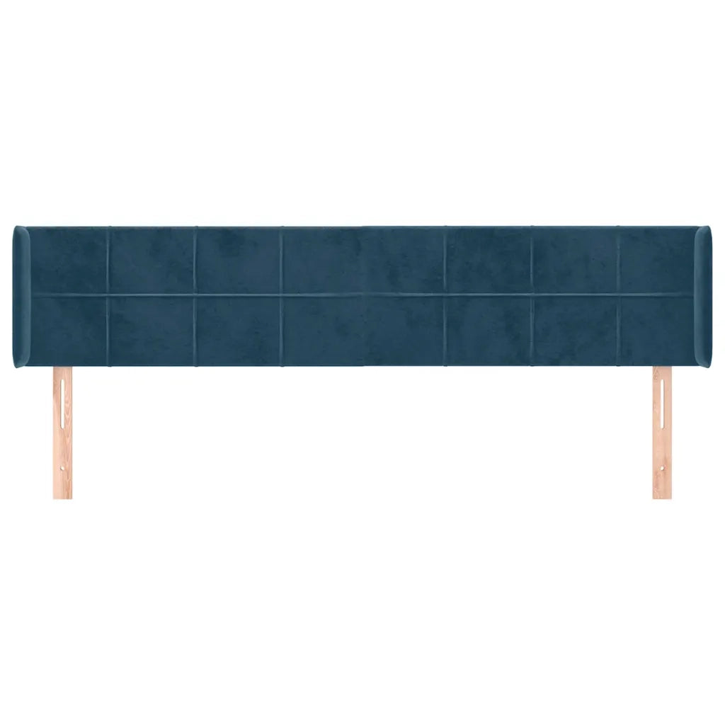 Testiera ad Orecchio-Testata con Orecchie Blu Scuro 163x16x78/88 cm in Velluto 475595