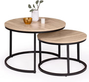 Set di 2 tavolini bassi impilabili DETROIT rotondi 54/70 dal design industriale