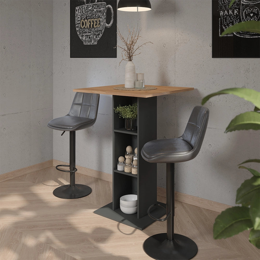 Set di 2 sgabelli da bar Sena Grigio/Nero 42 x 86 cm Vicco