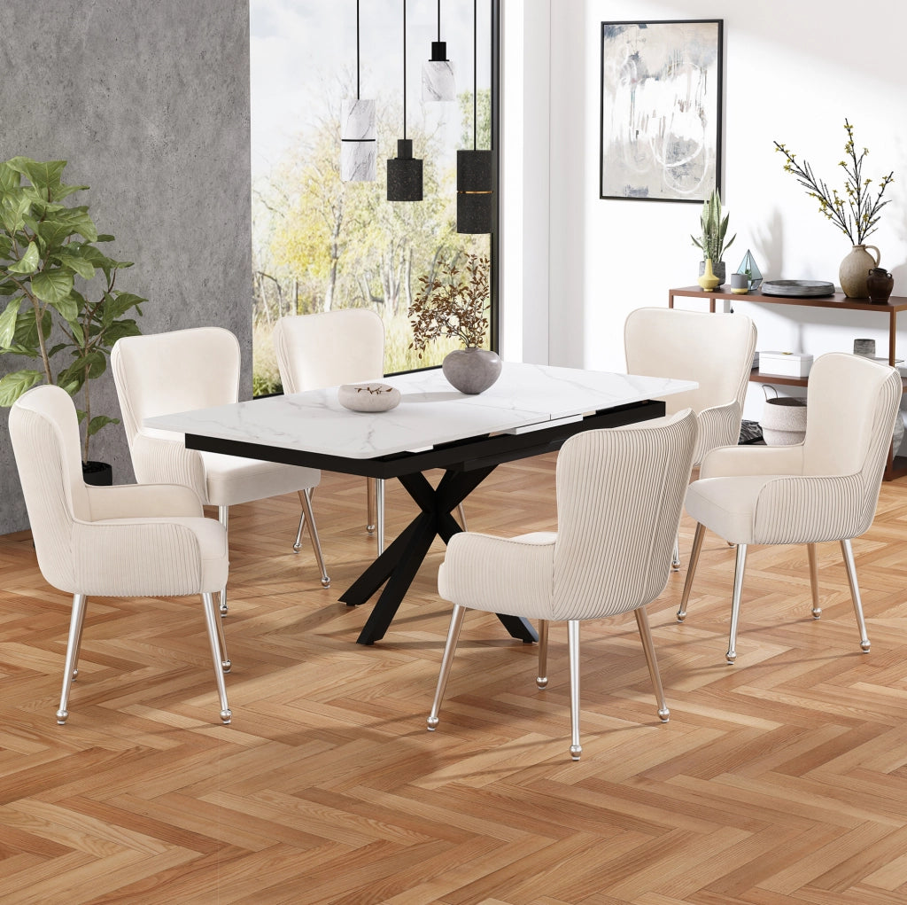 Set di 2 poltroncine in velluto beige con braccioli; supporto lombare e piedini regolabili