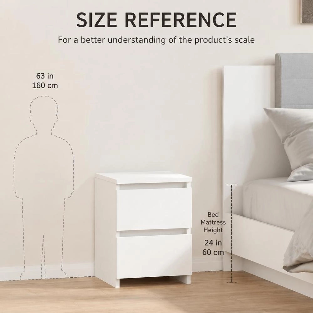 Bedside Table White 30x30x40 Cm Wood Material