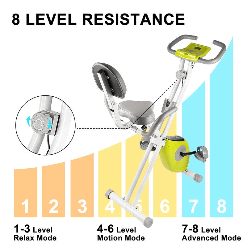 Cyclette pieghevole , resistenza magnetica a 8 livelli, sedile regolabile, con volano magnetico da 2,5 kg, silenziosa e liscia