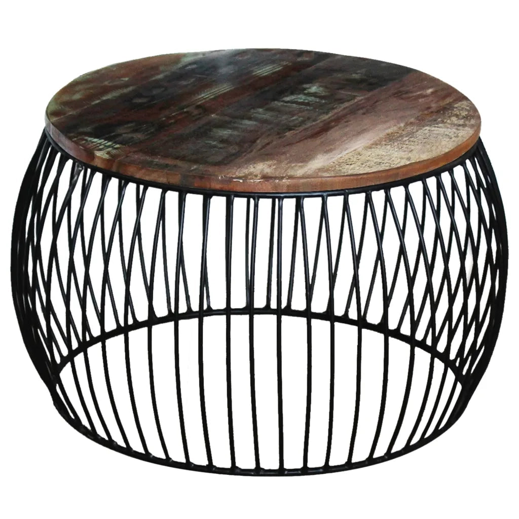 Tavolino da salotto | Tavolino da caff¨¨ | Tavolino da Soggiorno Rotondo Legno Massello di Recupero 68x37 cm