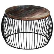 Tavolino da salotto | Tavolino da caff¨¨ | Tavolino da Soggiorno Rotondo Legno Massello di Recupero 68x37 cm