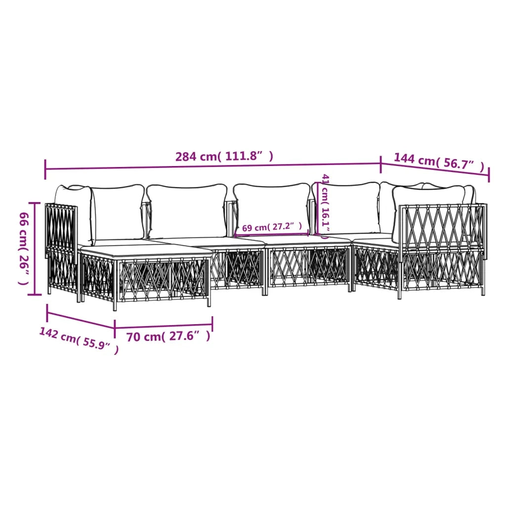 Set Salotto da Giardino 6 pz con Cuscini in Acciaio Antracite 3186893