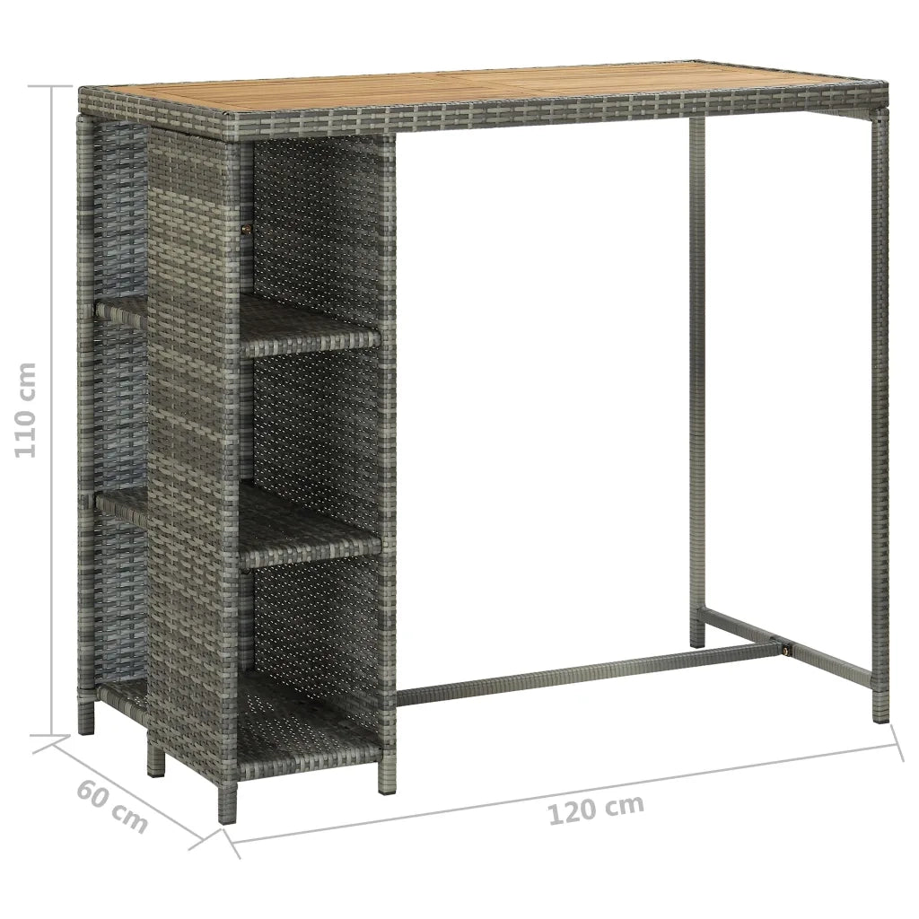 Set da Bar da Giardino 5 pz | Set Salotto da Giardino con Cuscini in Polyrattan Grigio