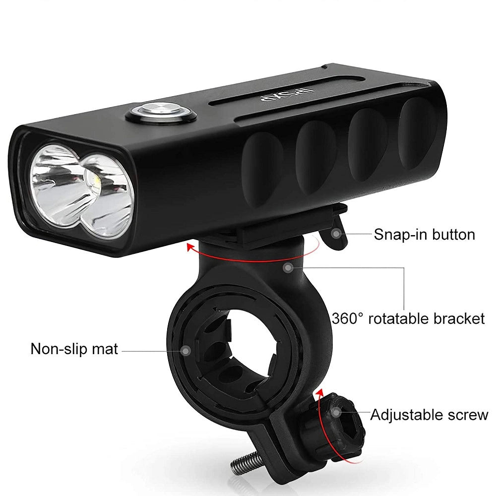Trade Shop - Torcia Luce Led Faro Fanale Per Bici Bicicletta Ipx6 Ricarica Micro Usb T-9287 -