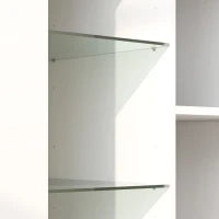 Mobile Contenitore a LED con 3 Ripiani Aperti e Armadietto a 2 Livelli, in Legno e Vetro, 75x40.1x83 cm, Bianco