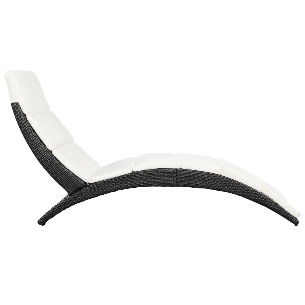 Lettino a Sdraio Pieghevole con Cuscino in Polyattan Nero 41809