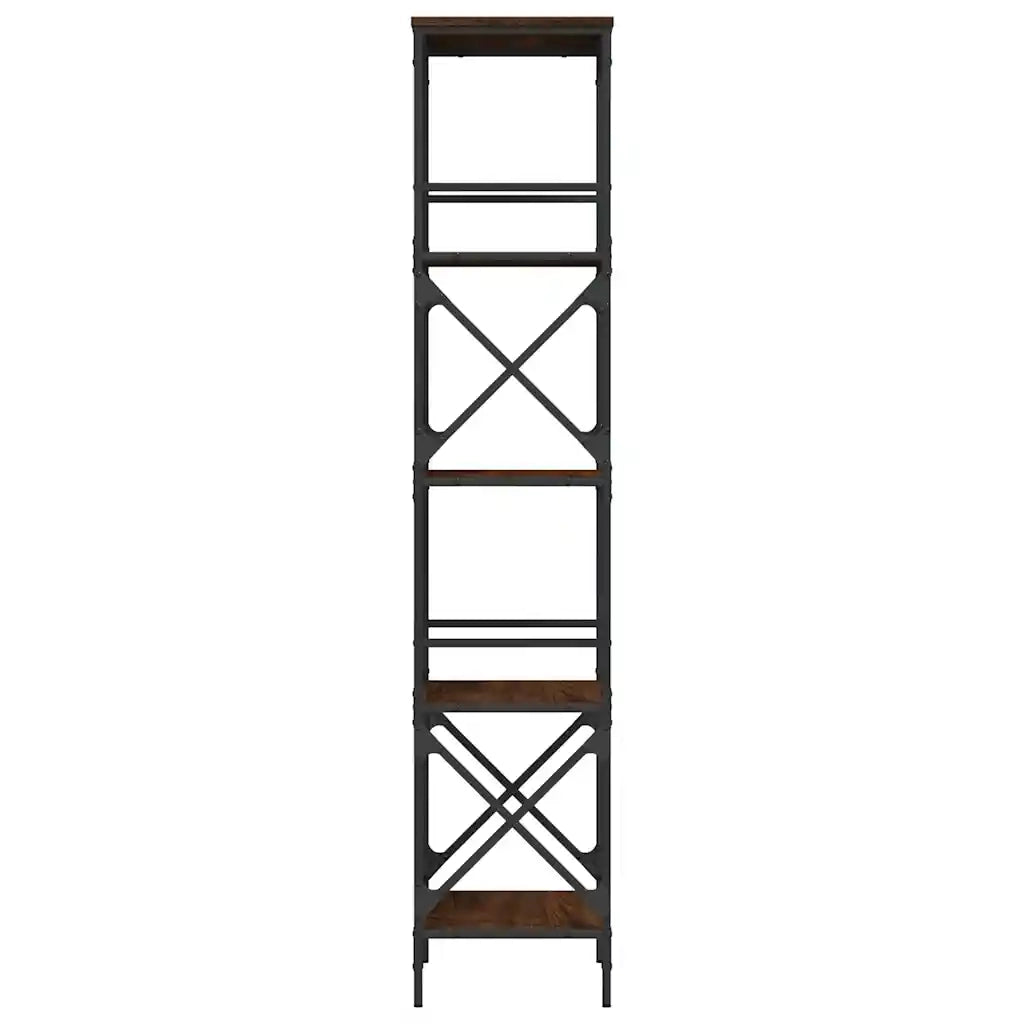Libreria-Scaffale per Libri-Mobile di Stoccaggio Rovere Marrone 5 Ripiani 59x35x171cm Legno Multistrato