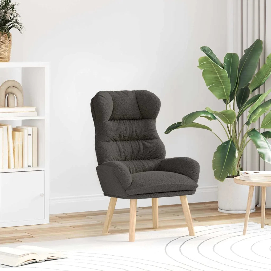 Poltrona | Sedia Relax Grigio scuro 69 x 74 x 93 cm Tessuto Sherpa