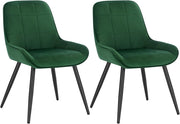 Set di 2 Sedie da Pranzo con Schienale Curvo, Sedie Ergonomiche in Velluto e Metallo, Poltroncina imbottita per Salotto, Ufficio, Camera da Letto, Verde scuro BH331dgn-2