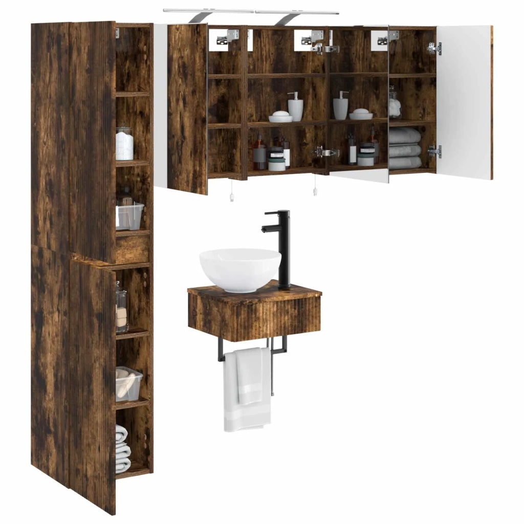 Set di mobili per il bagno 5 pcs Rovere Fumo 3407243