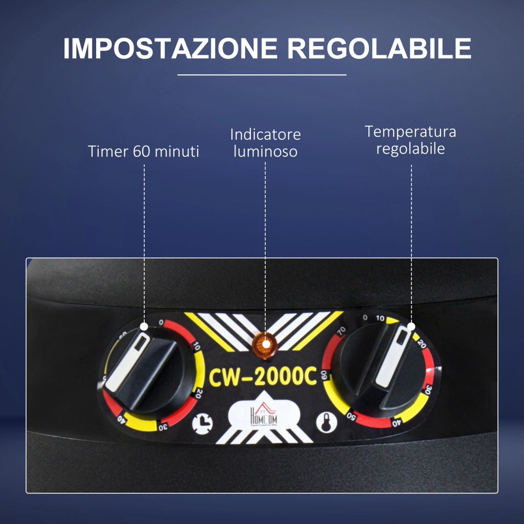 Asciugacapelli Casco 1180W Regolabile con Timer e Ruote ¨C zephmum ¨C Nero 65x65x115-165 cm
