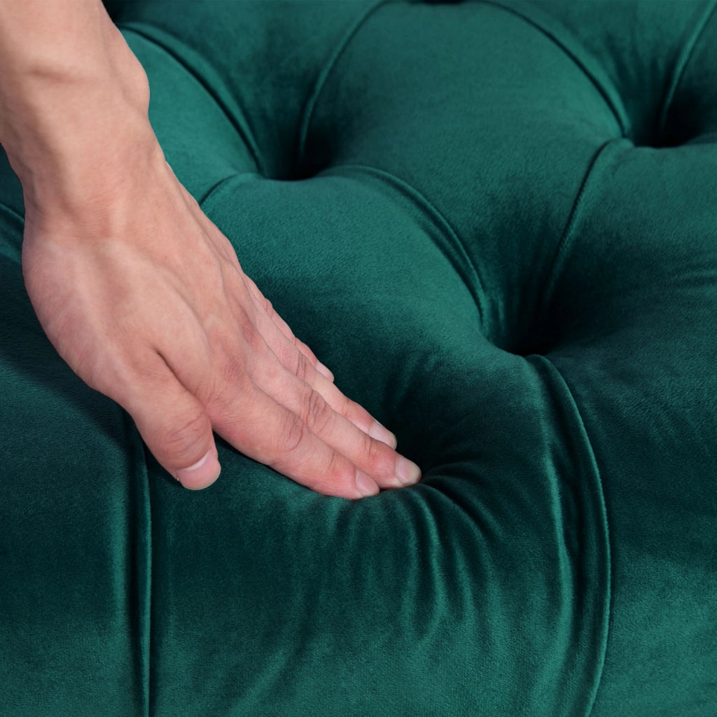 Panca imbottita in tessuto effetto velluto con contenitore ¨C Xylo ¨C Verde scuro 118x45x42 cm