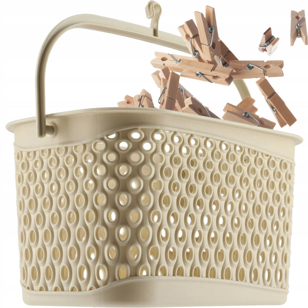 Cestino rettangolare sospeso KADAX per mollette e clip, beige