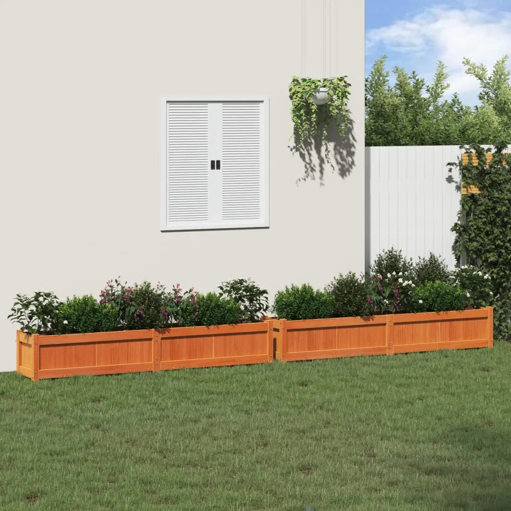 Fioriere da Giardino 2pz Marrone Cera Legno Massello di Pino 837499