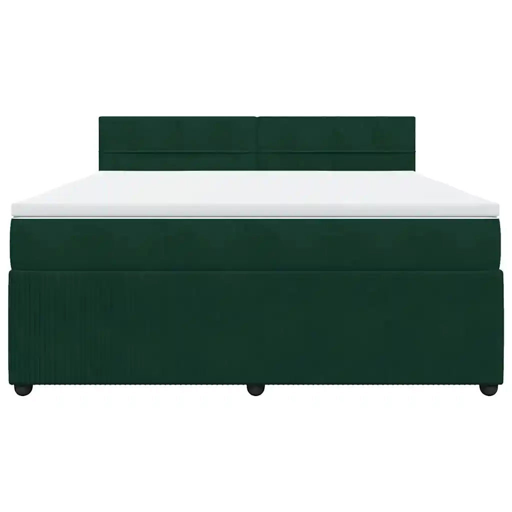 vidaXL Giroletto a Molle con Materasso Verde Scuro 180x200 cm Velluto