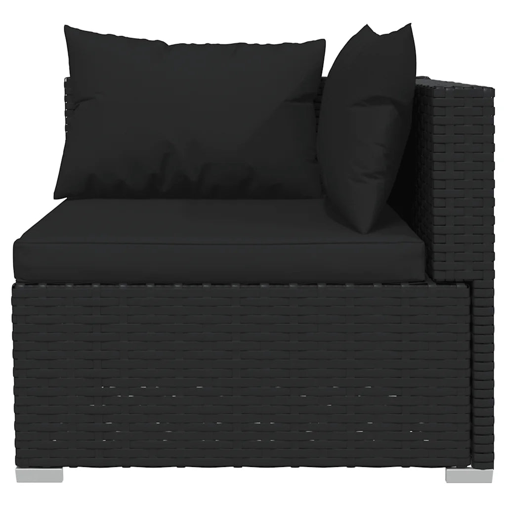 Set Divani da Giardino 4 pz con Cuscini in Polyrattan Nero cod mxl 42298