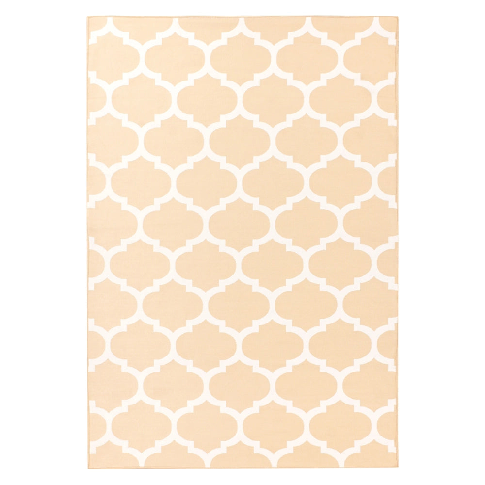 Tappeto in tessuto beige 140 x 200 cm reversibile per interni ed esterni marocchino