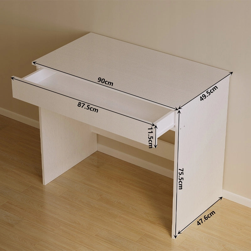 Scrivania per ragazzi, bianca, stile loft moderno con cassetto, 90 cm
