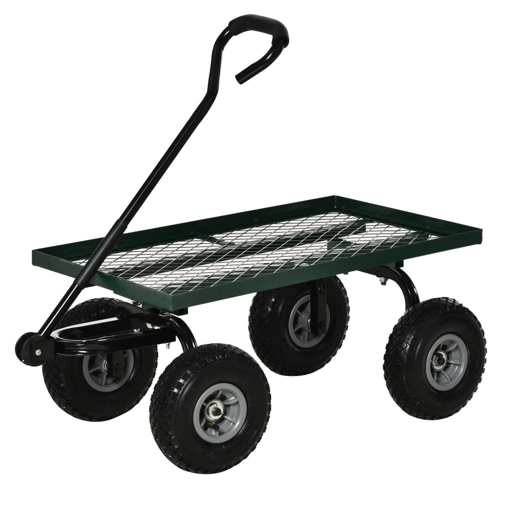 Carrello da Giardino in Acciaio ¨C zephmum ¨C Nero e Verde, 94x48.5x100 cm