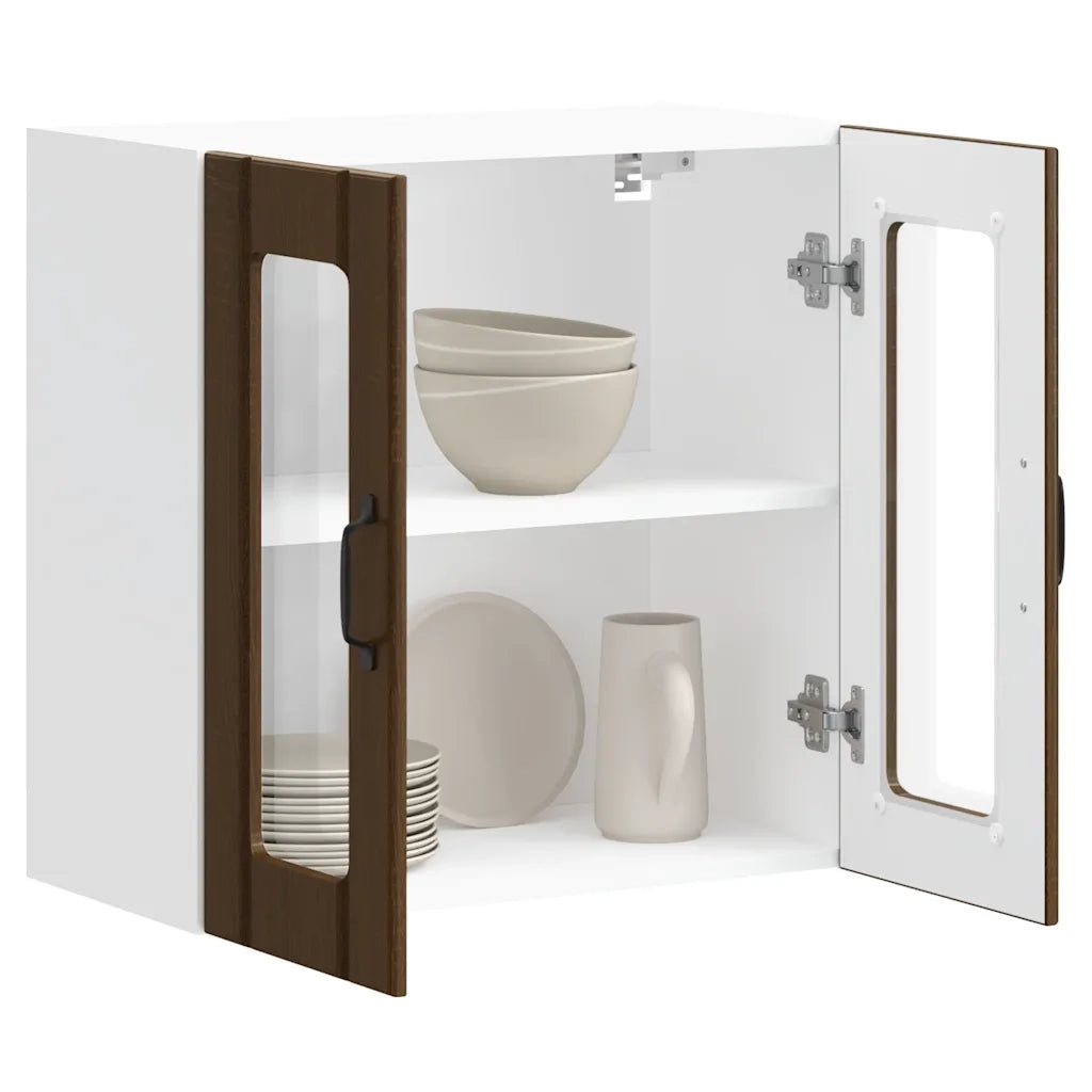 Pensile da Cucina con Porta in Vetro Lucca Rovere Marrone