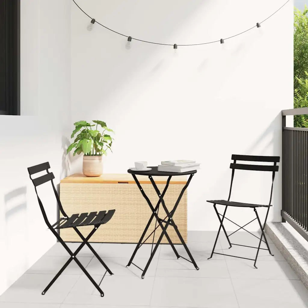 Set Bistro Pieghevole 3 pz | Set Salotto da Giardino Antracite Acciaio