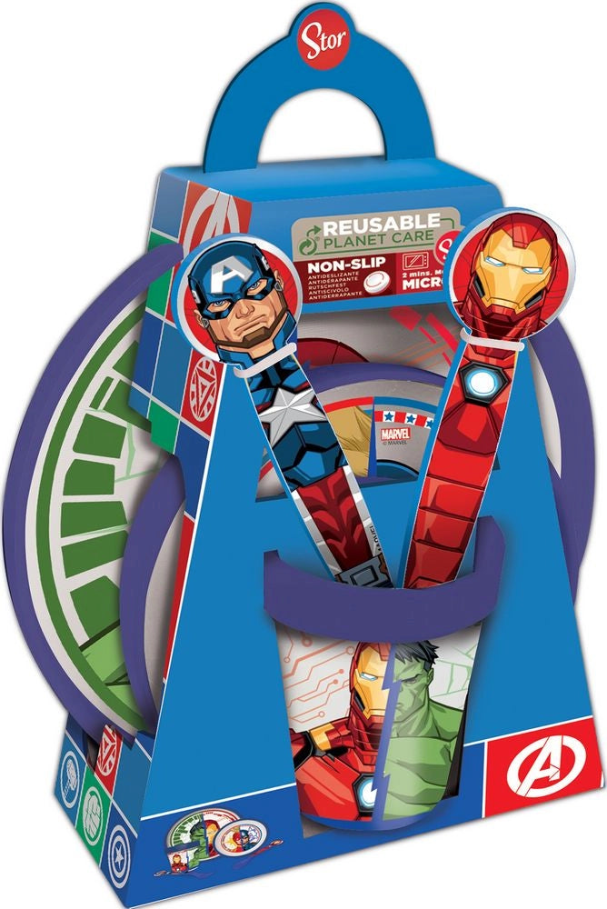 Set Pappa per bambini antiscivolo in plastica 5 pezzi Avengers