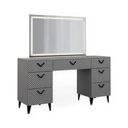 Vicco Tavolo da toeletta Grigio 150 cm con specchio a LED