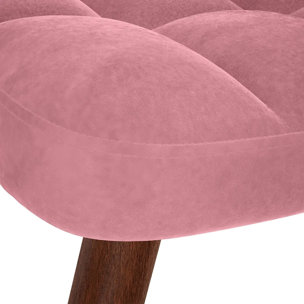 Divano Sedia-Poltrona Relax con Poggiapiedi Rosa in Velluto 554775