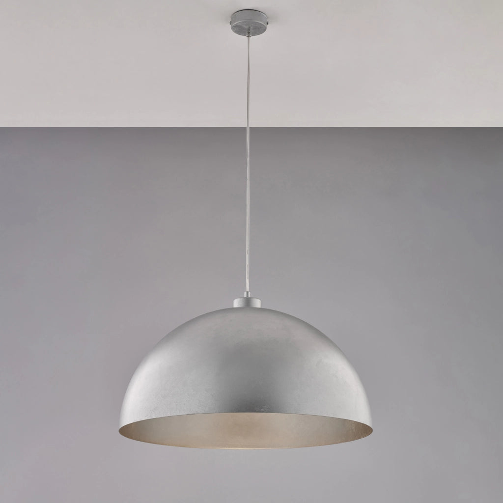 Sospensione Industrial 1 Luce Marcus In Ferro Laccato Argento Diam 50