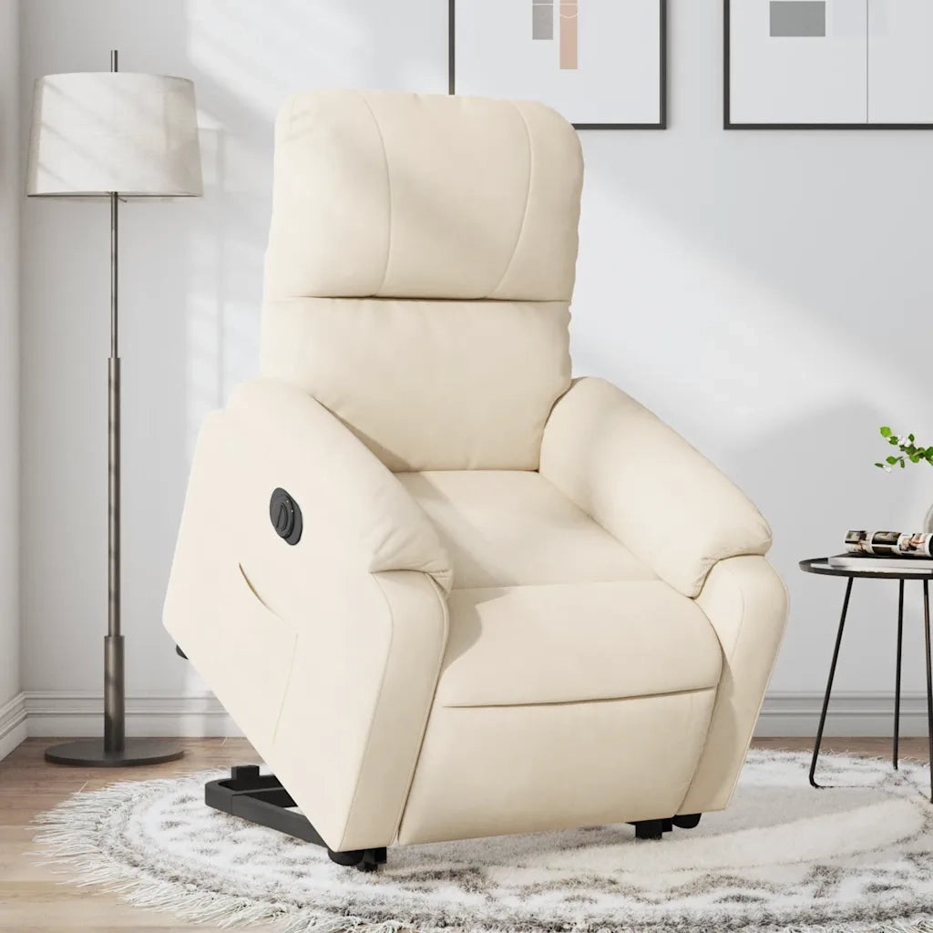 Poltrona Alzapersona Reclinabile Elettrica Beige in Microfibra 3204948
