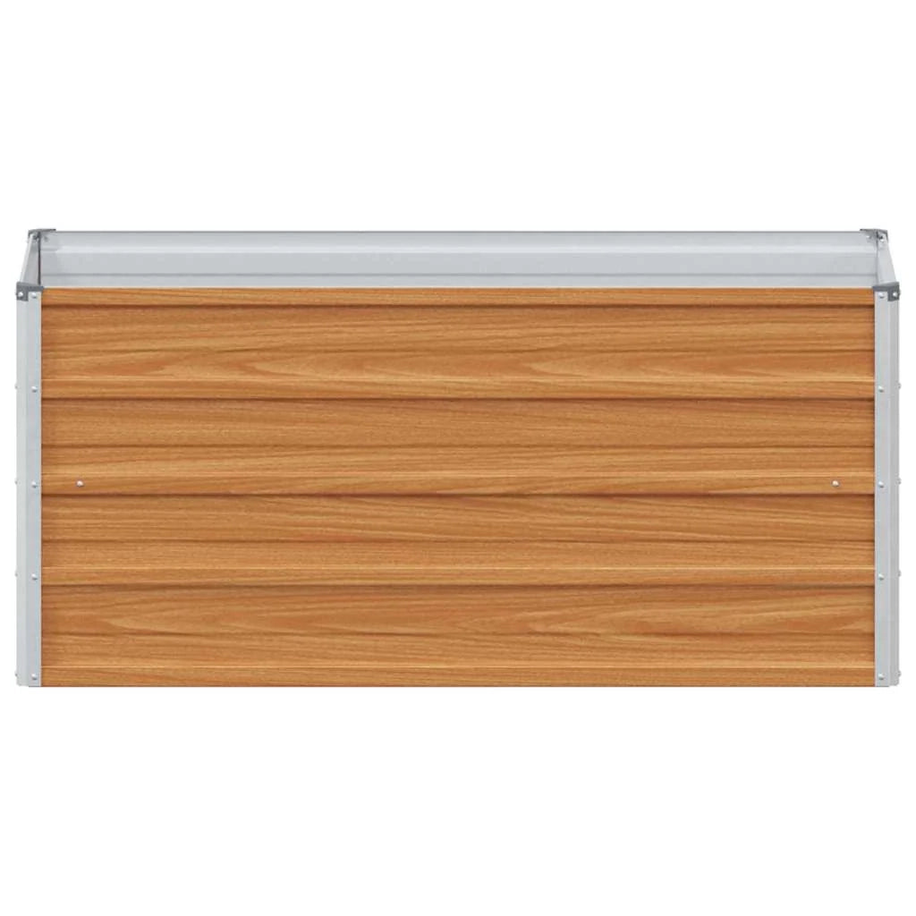 Fioriera rialzata stile industrial chic per esterni 100 x 40 x 45 cm resistente alle intemperie in acciaio zincato marrone chiaro 02_0059012