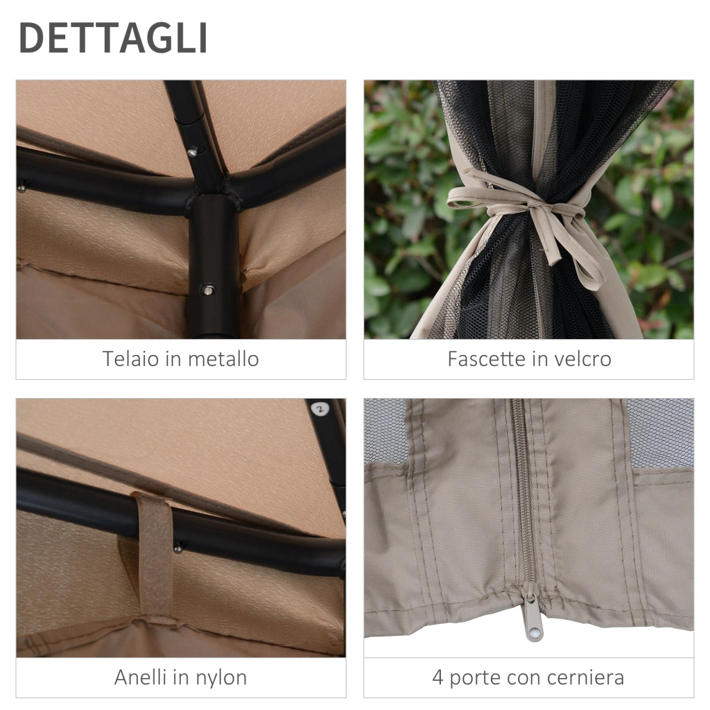 Gazebo da Giardino 3x3m con Zanzariera. Struttura in Metallo e Copertura in Poliestere. Talpa