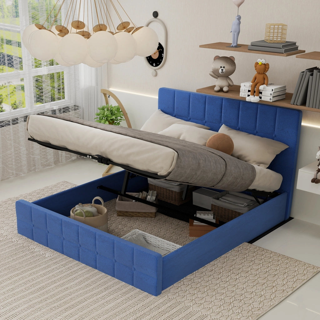 letto imbottito flanella blu 160 x 200 cm