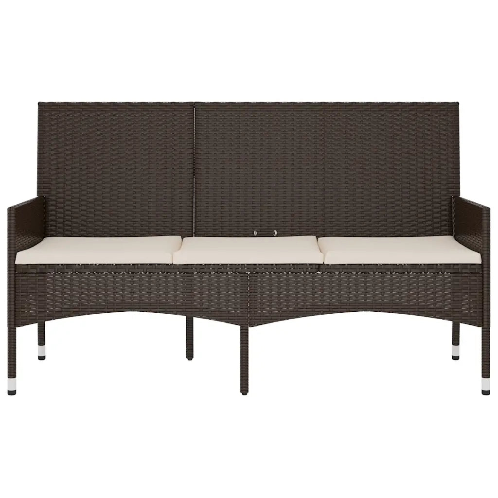 Panca da Giardino a 3 Posti con Cuscini in Polyrattan Marronecod mxl 119393