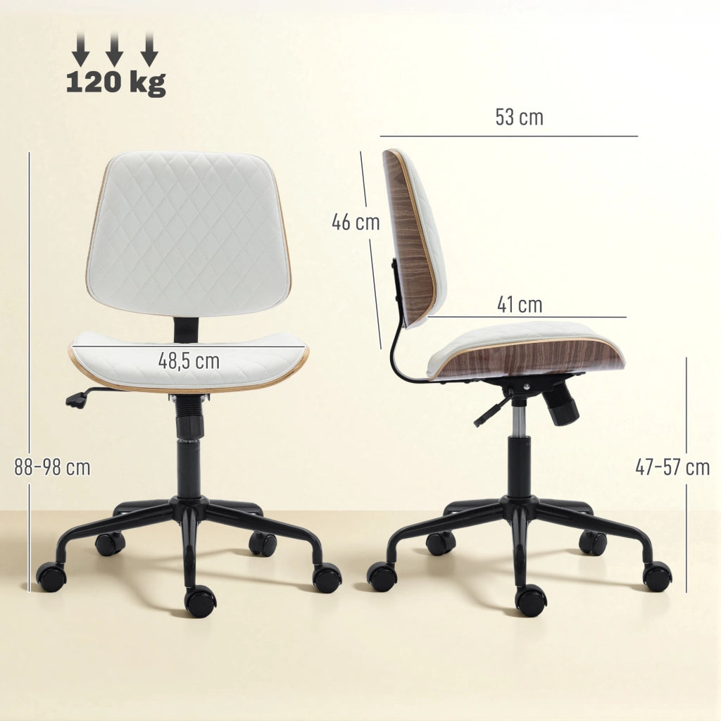 Sedia da Ufficio Giratoria senza Braccioli Schienale Curvo ¨C Minimal ¨C Bianco
