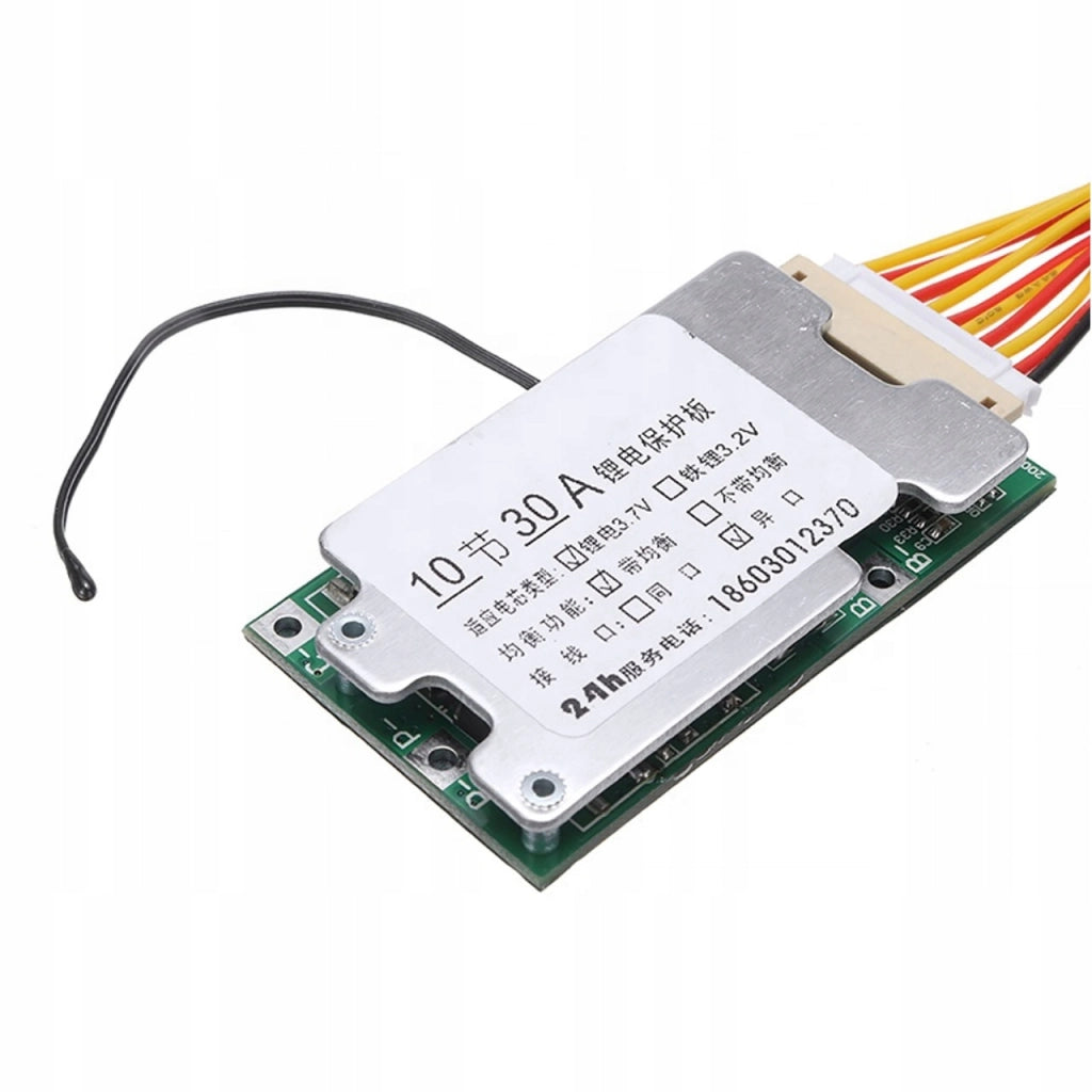 Modulo BMS 10S 36V/42V 30A con Bilanciatore e Sensore NTC | Compatibile con Batterie Li-Ion 18650