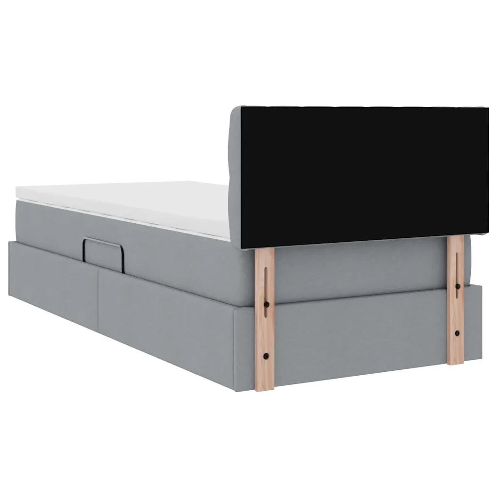 Letto con contenitore e materasso Grigio chiaro 100 x 200 cm