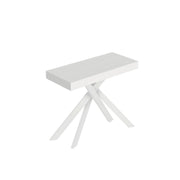 Consolle Allungabile 90-196x40x77 cm Saki Small Premium Bianco Frassino Gambe Bianche