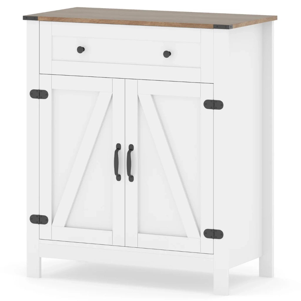Credenza da cucina con contenitore 80 x 40 x 92 cm spazio ottimizzato stile rustico legno composito bianco 20_0018979